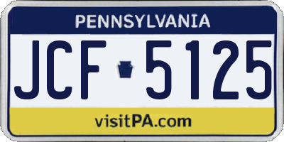 PA license plate JCF5125