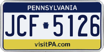 PA license plate JCF5126