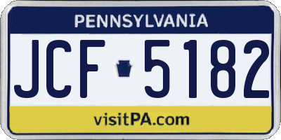 PA license plate JCF5182