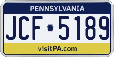 PA license plate JCF5189