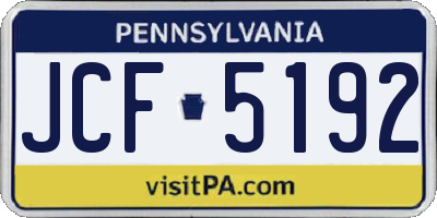 PA license plate JCF5192