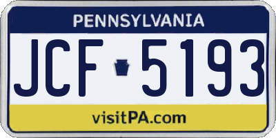 PA license plate JCF5193