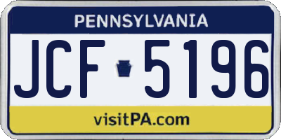 PA license plate JCF5196