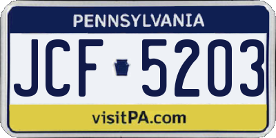 PA license plate JCF5203