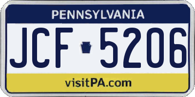 PA license plate JCF5206