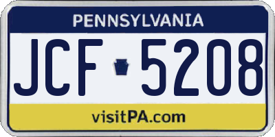 PA license plate JCF5208