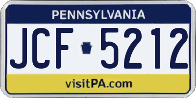 PA license plate JCF5212