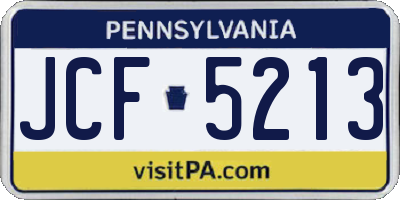 PA license plate JCF5213