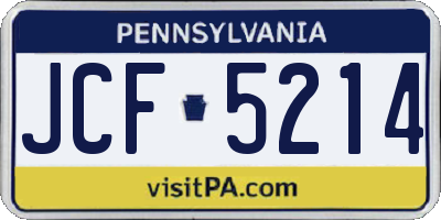 PA license plate JCF5214