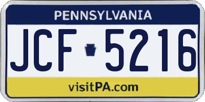 PA license plate JCF5216