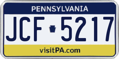 PA license plate JCF5217