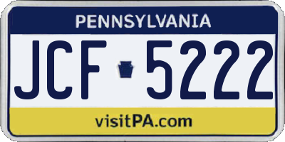 PA license plate JCF5222