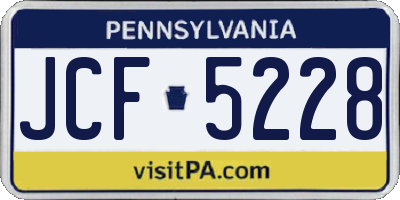 PA license plate JCF5228