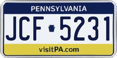 PA license plate JCF5231