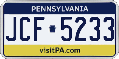 PA license plate JCF5233