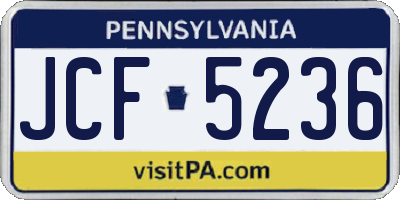 PA license plate JCF5236