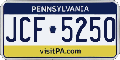 PA license plate JCF5250