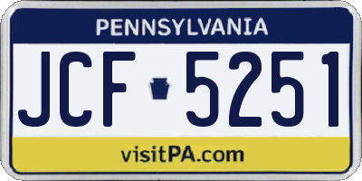 PA license plate JCF5251