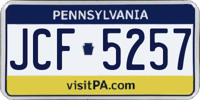 PA license plate JCF5257