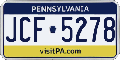 PA license plate JCF5278