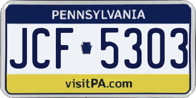 PA license plate JCF5303