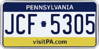 PA license plate JCF5305