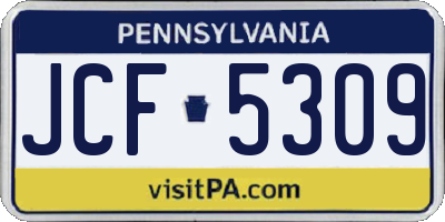 PA license plate JCF5309