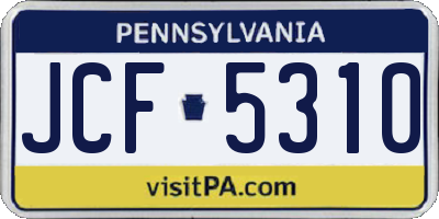 PA license plate JCF5310