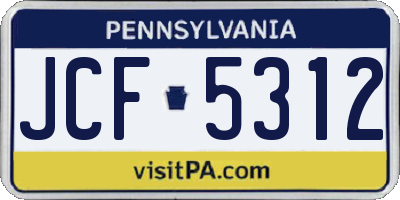 PA license plate JCF5312