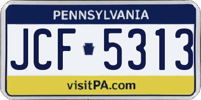 PA license plate JCF5313