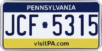 PA license plate JCF5315