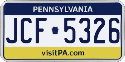 PA license plate JCF5326