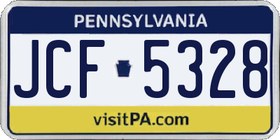 PA license plate JCF5328
