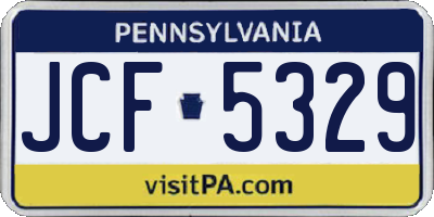 PA license plate JCF5329