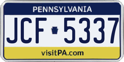 PA license plate JCF5337