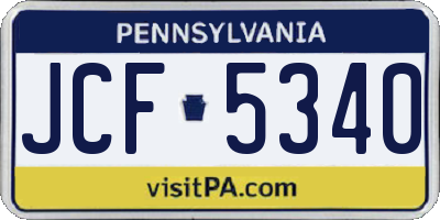 PA license plate JCF5340