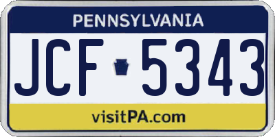 PA license plate JCF5343