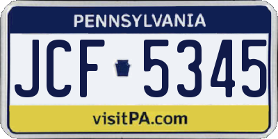 PA license plate JCF5345
