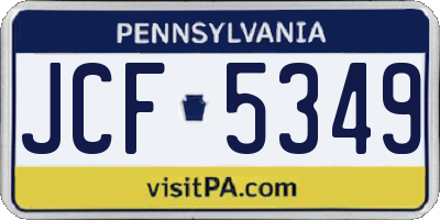 PA license plate JCF5349