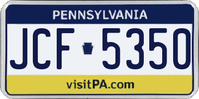 PA license plate JCF5350