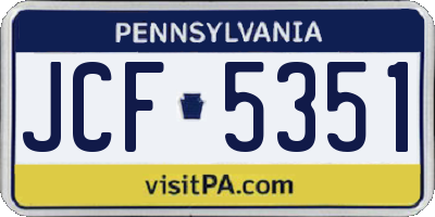 PA license plate JCF5351