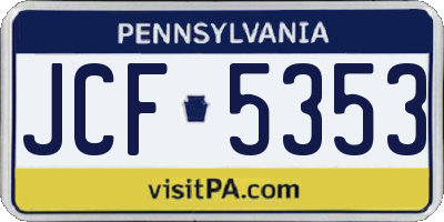 PA license plate JCF5353
