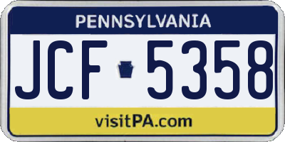 PA license plate JCF5358
