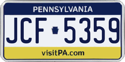 PA license plate JCF5359