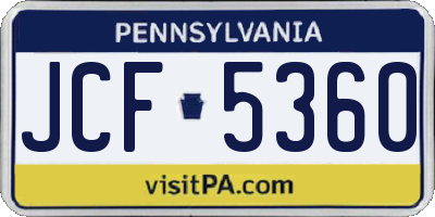 PA license plate JCF5360