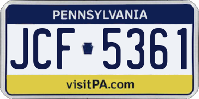 PA license plate JCF5361