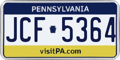 PA license plate JCF5364
