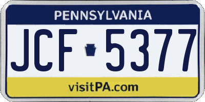 PA license plate JCF5377