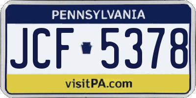 PA license plate JCF5378