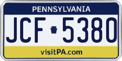 PA license plate JCF5380